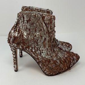 Marc Joseph New York Collection Tattered Foil Brown stiletto Booties Size 7